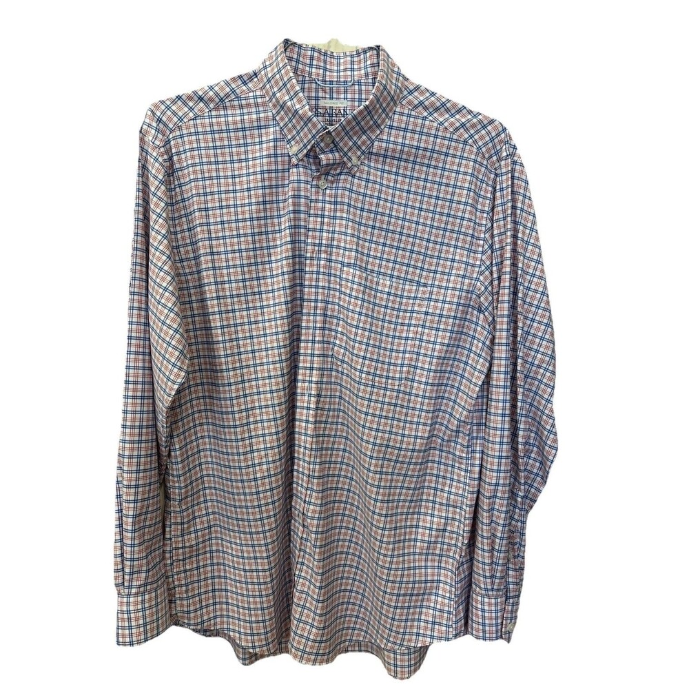 Jos A Bank Traveler Proformance Tailored Fit Size L Checkered Multi Long Sleeve